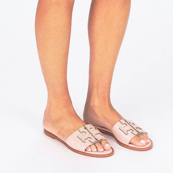 Tory Burch Double-T Padded Leather Slides 8.5 💗🤍 - Picture 5 of 12